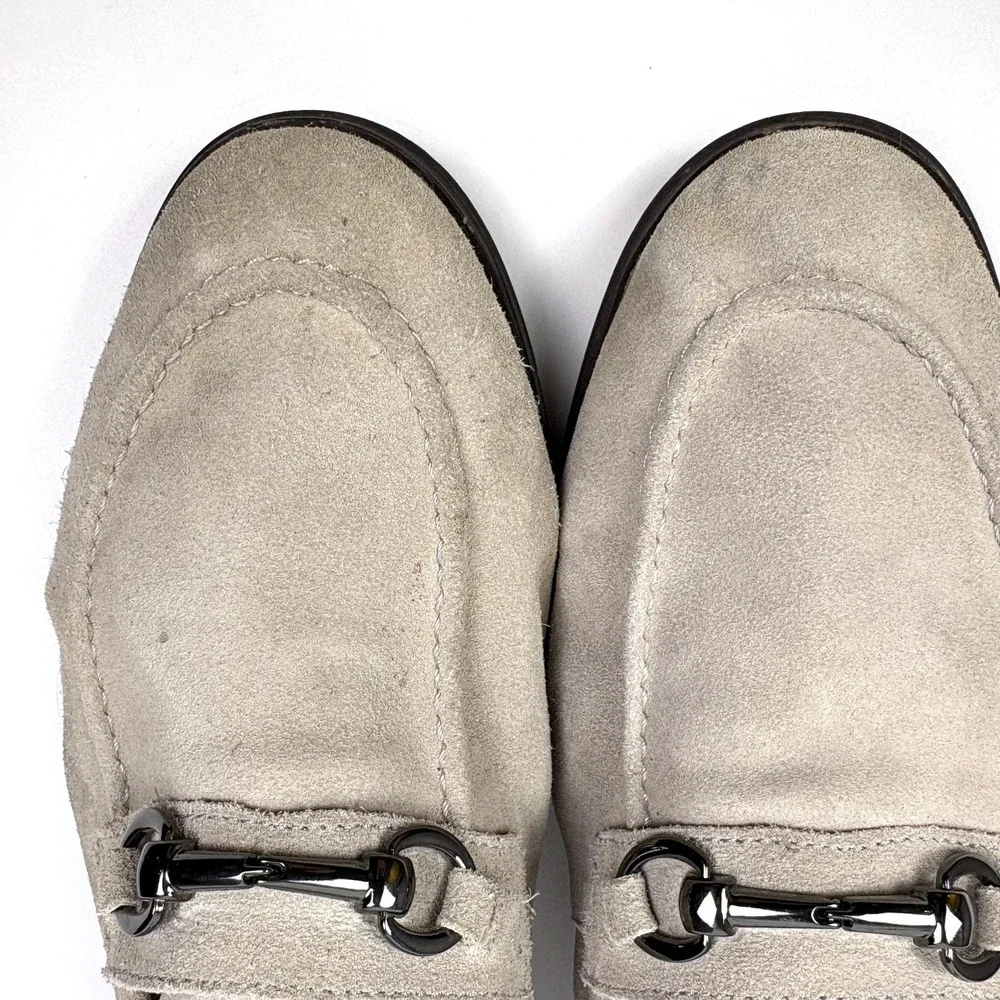 Aldo Traveller Bit Loafers Mens Sz 10.5 Light Grey Suede Dress Casual Minimalist
